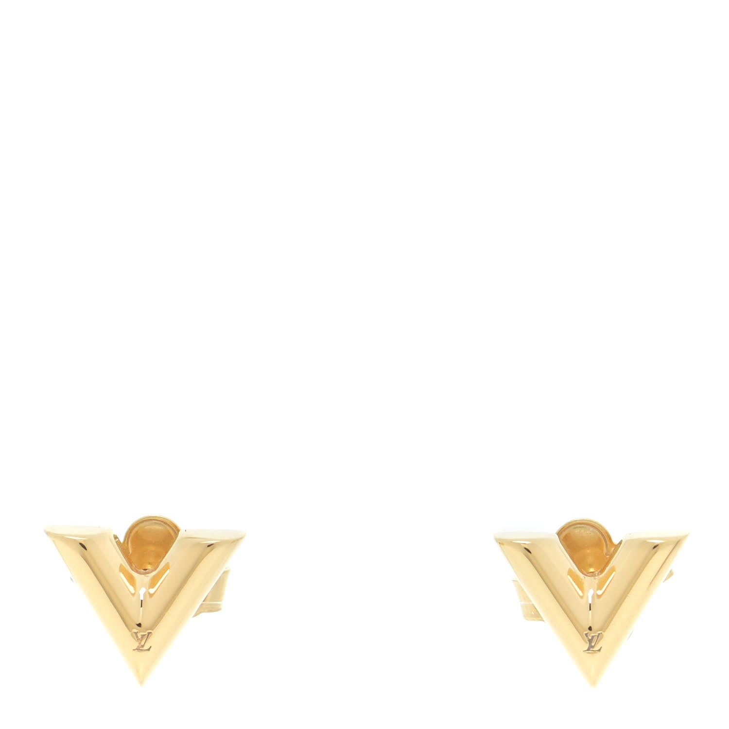 Louis Vuitton Brass Essential V Stud Earrings Gold 1 of 8
