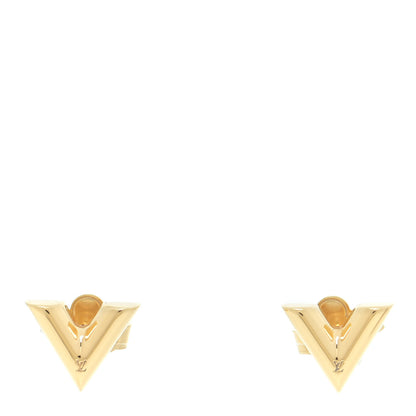 Louis Vuitton Brass Essential V Stud Earrings Gold 1 of 8