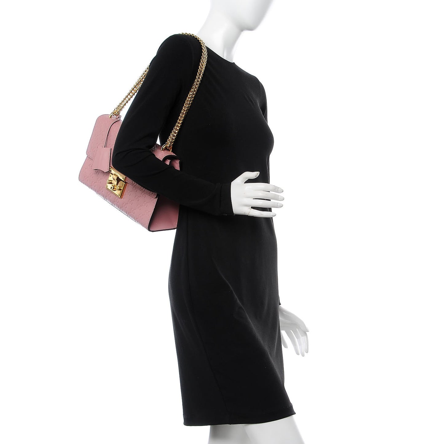 Guccissima Signature Medium Padlock Shoulder Bag Rose Baby Candy