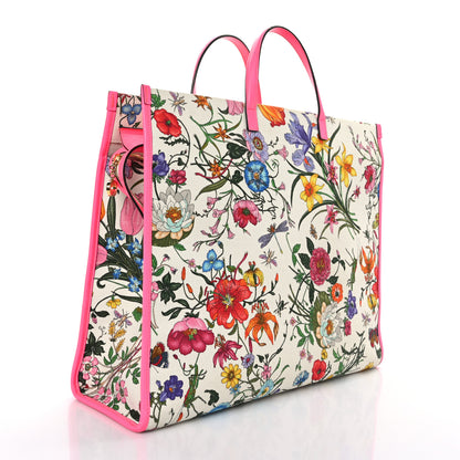 Gucci Canvas Large Flora Tote Pink Multicolor Fuchsia 3 of 9