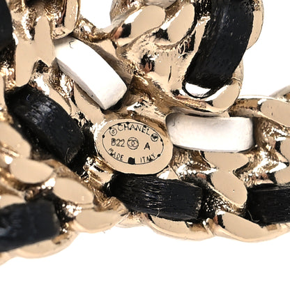 Chanel Lambskin Chain CC Brooch Black White Gold 4 of 4