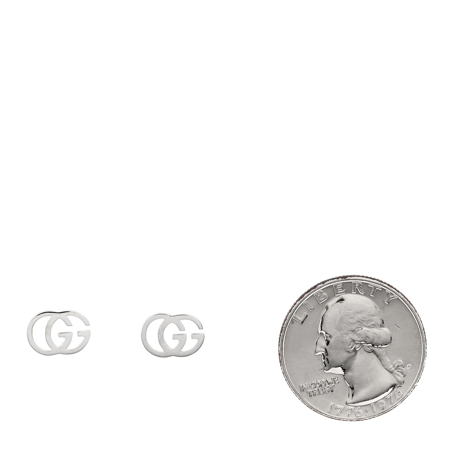 Gucci 18K White Gold Running G Stud Earrings 2 of 5