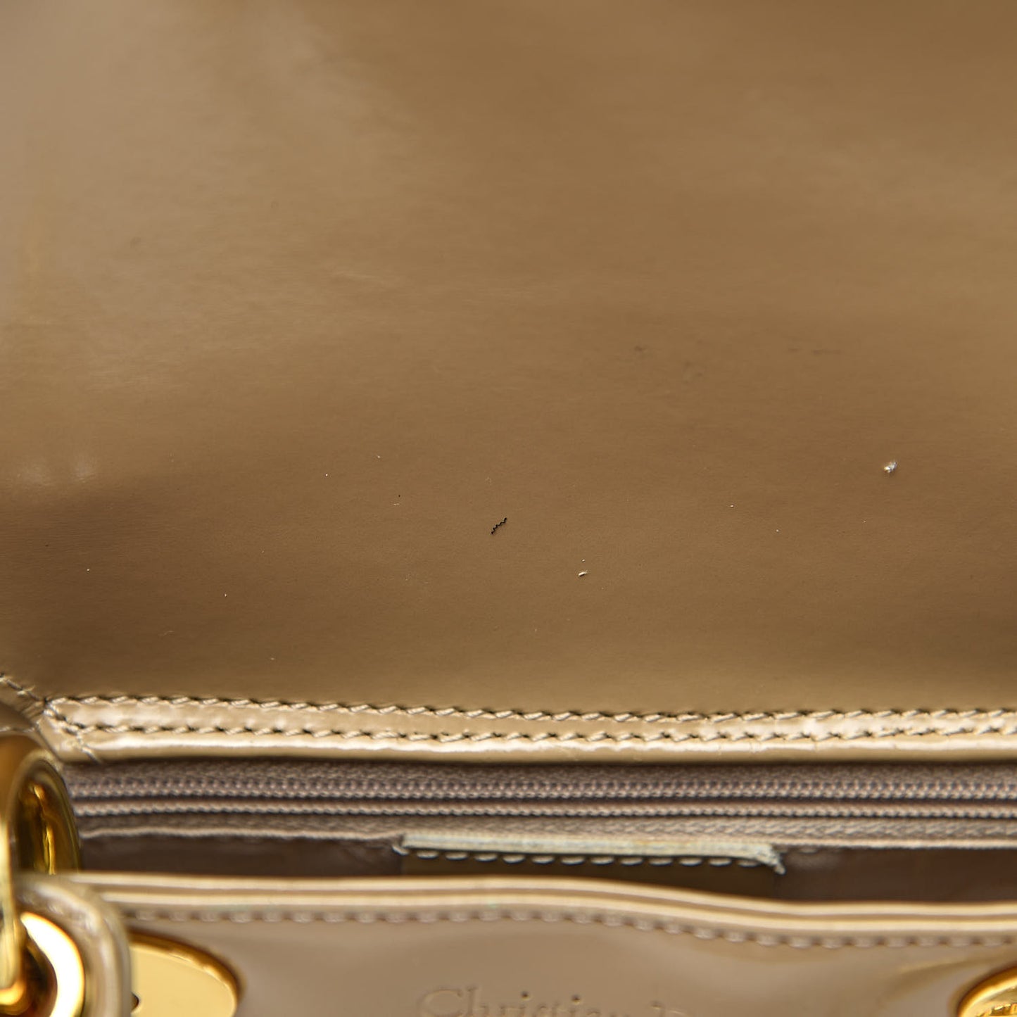 Patent Mini Lady Dior Beige