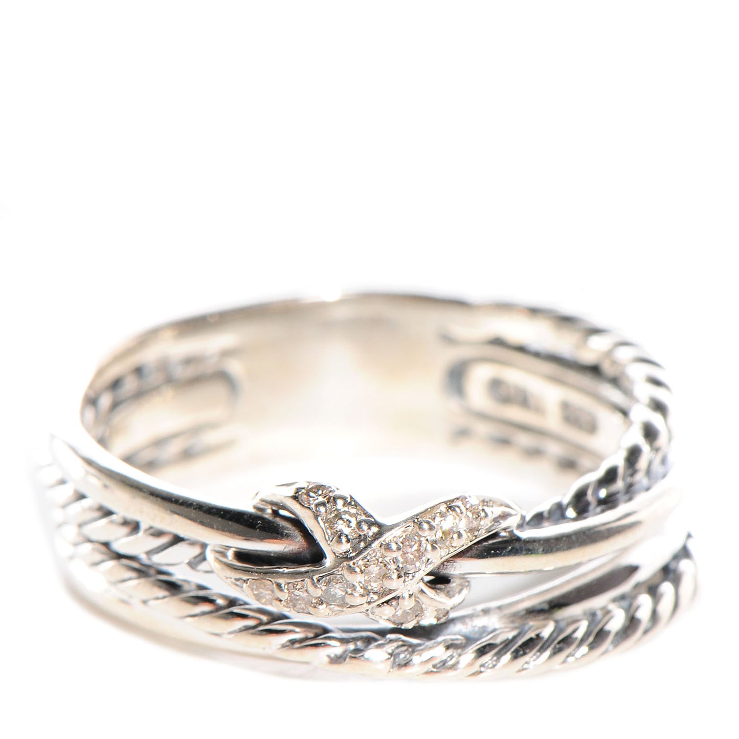 Sterling Silver Diamond X Crossover Ring 6