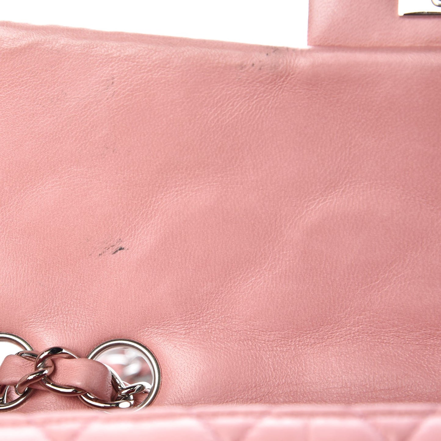 Lambskin Quilted East West Flap Pink