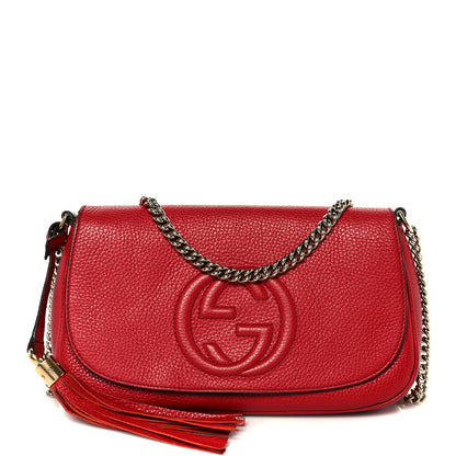 Gucci Pebbled Calfskin Medium Soho Flap Crossbody Vibrant Red 1 of 11