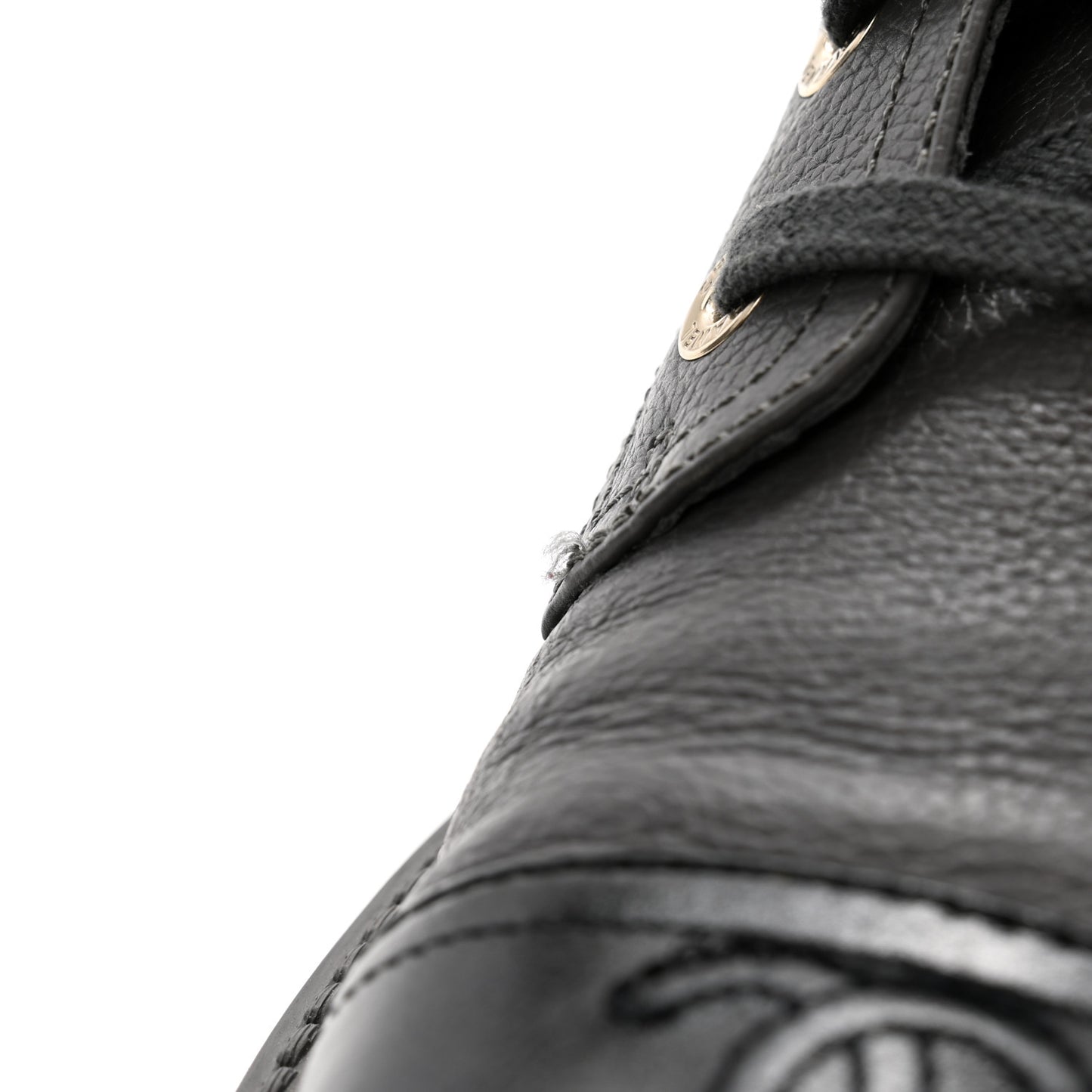 Grained Calfskin Shiny Calfskin CC Lace Up Combat Boots 38.5 Grey
