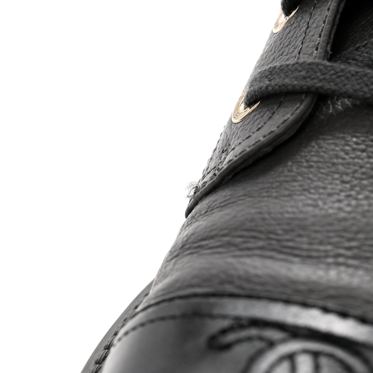 Chanel Grained Calfskin Shiny Calfskin CC Lace Up Combat Boots 38.5 Grey 9 of 11