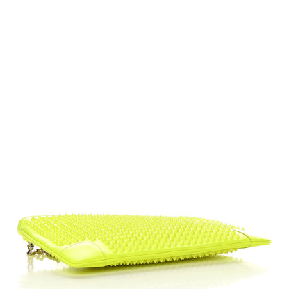 Christian Louboutin Calfskin Studded Loubiposh Chain Clutch Fluo Yellow 4 of 8
