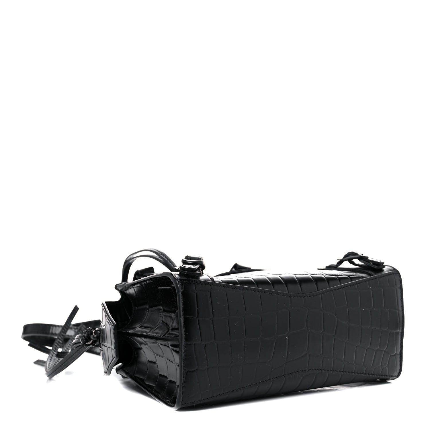 Balenciaga Semi Shiny Calfskin Crocodile Embossed Neo Classic Black Hardware Mini City Black 4 of 12