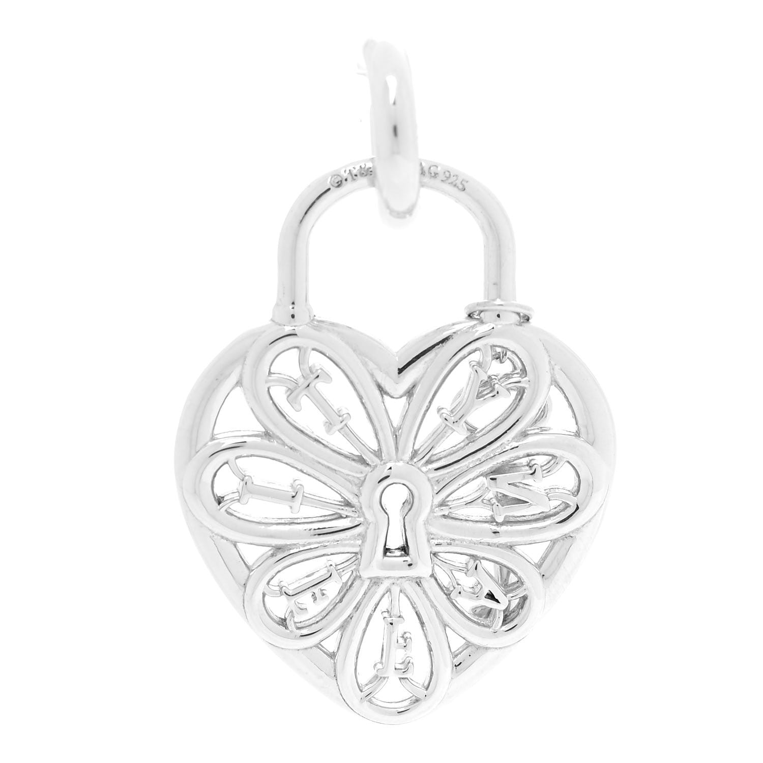 Tiffany Sterling Silver Filigree Heart Key Charm 3 of 5