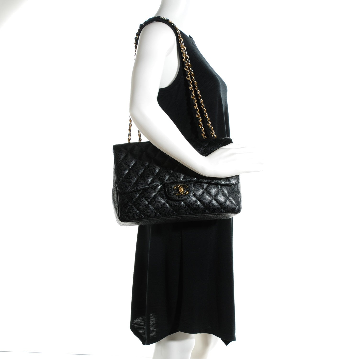 Chanel Caviar Quilted Jumbo Single Flap Black 2 of 8