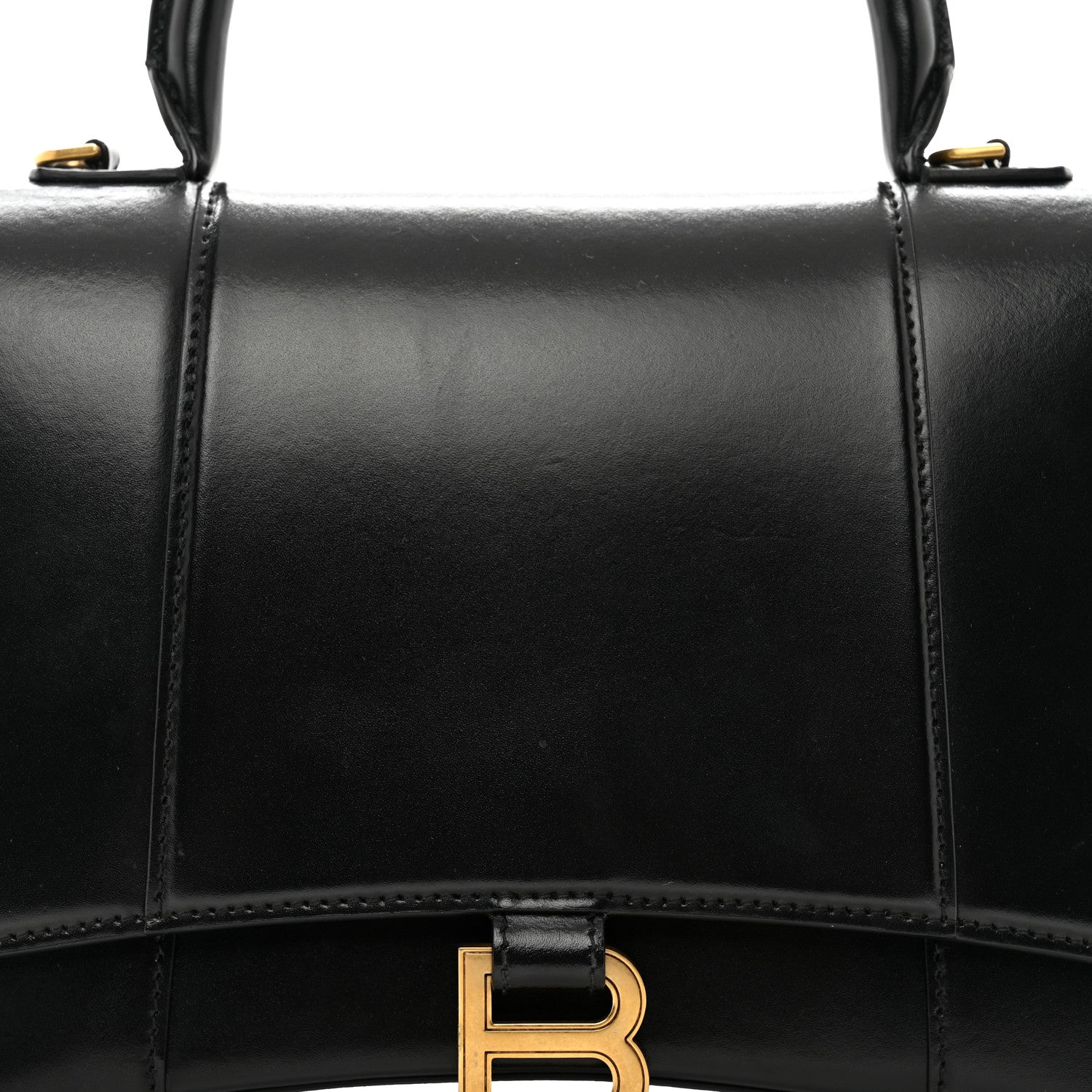 Balenciaga Shiny Box Calfskin Medium Hourglass Top Handle Bag Black 5 of 10
