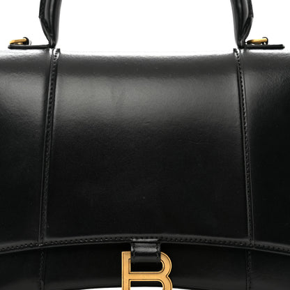 Balenciaga Shiny Box Calfskin Medium Hourglass Top Handle Bag Black 5 of 10