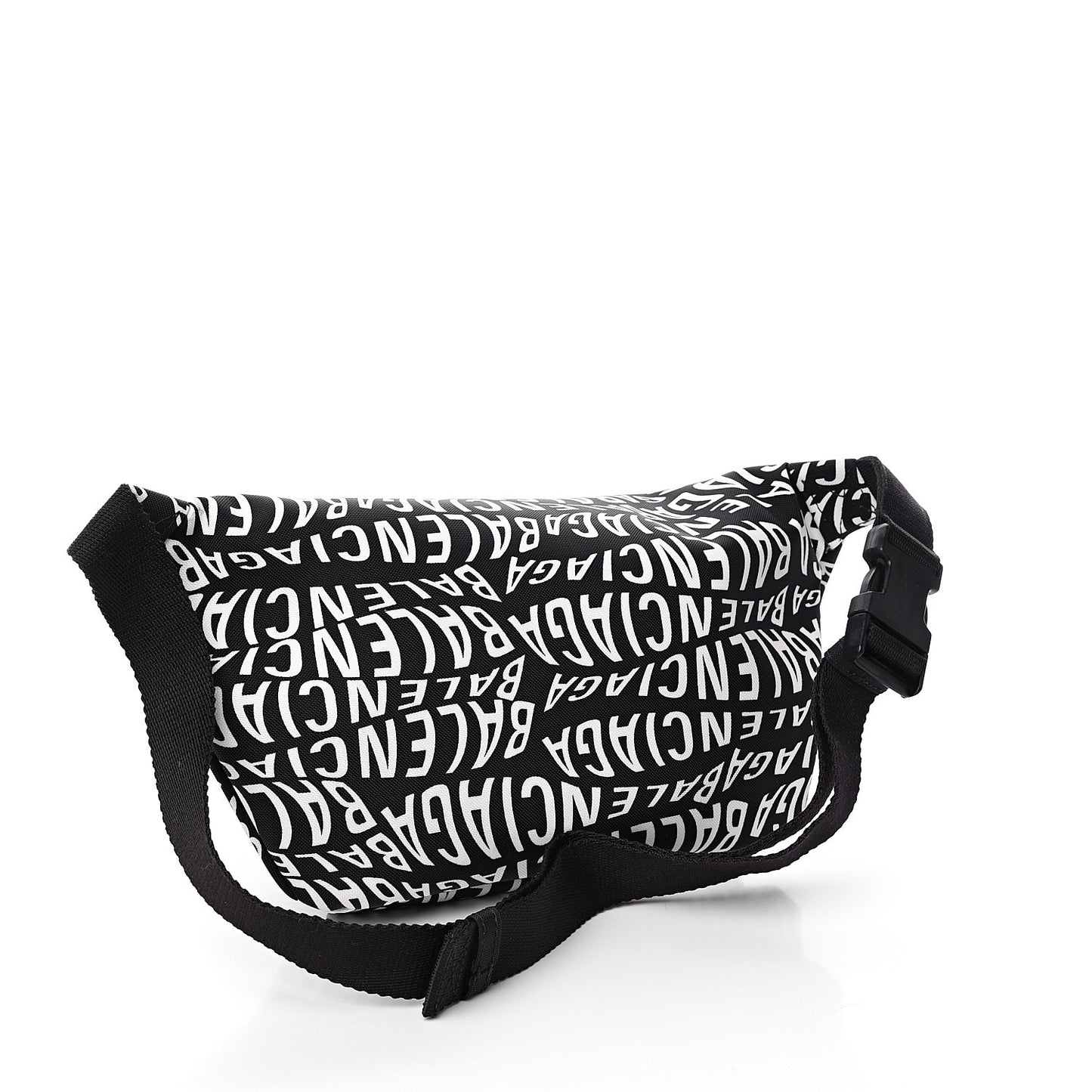 Nylon Wave Logo Print Wheel Beltpack Black White