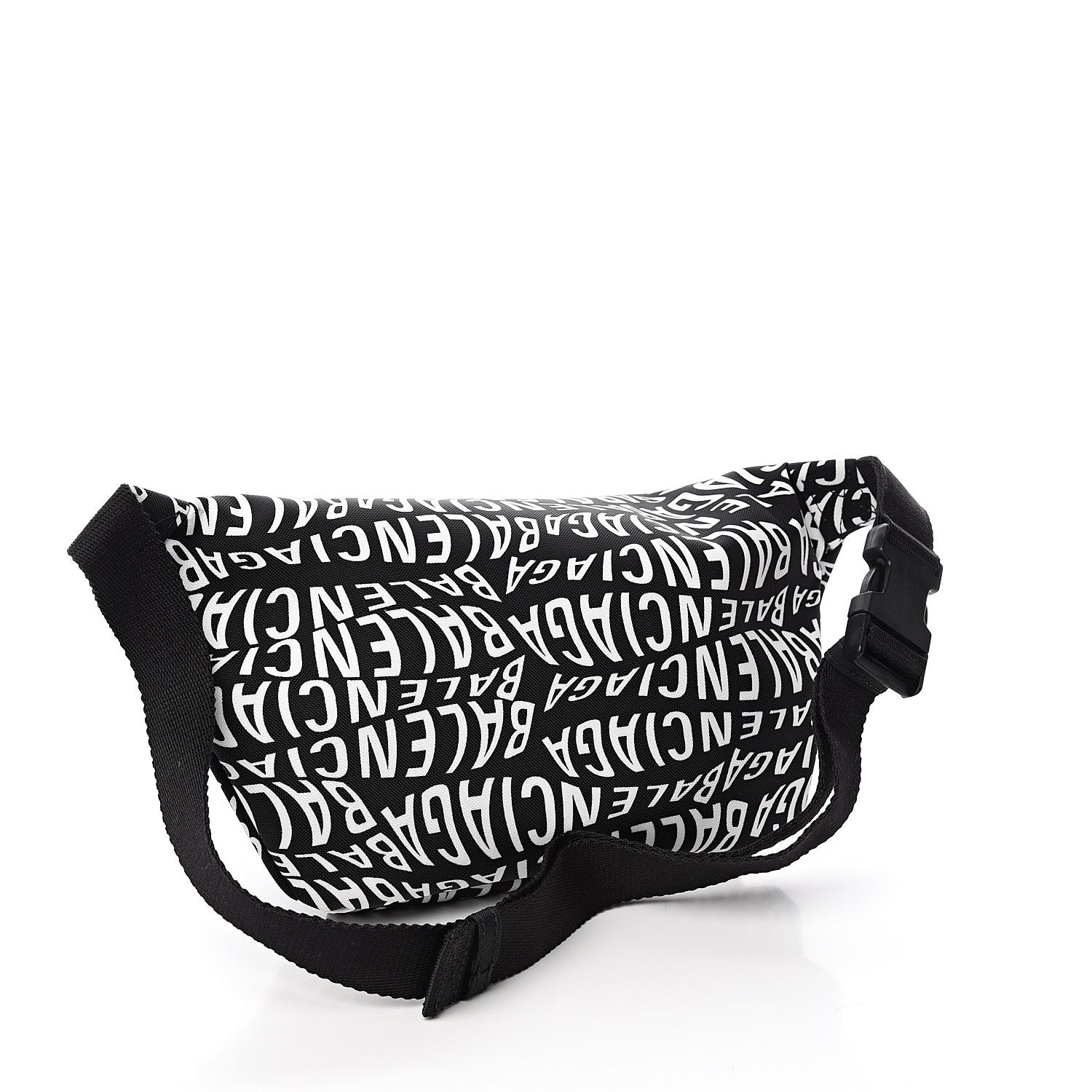 Balenciaga Nylon Wave Logo Print Wheel Beltpack Black White 2 of 9