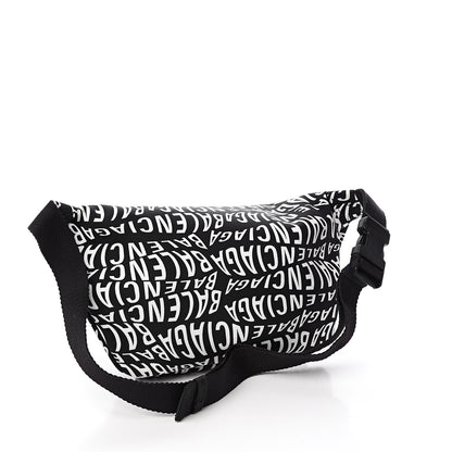 Balenciaga Nylon Wave Logo Print Wheel Beltpack Black White 2 of 9
