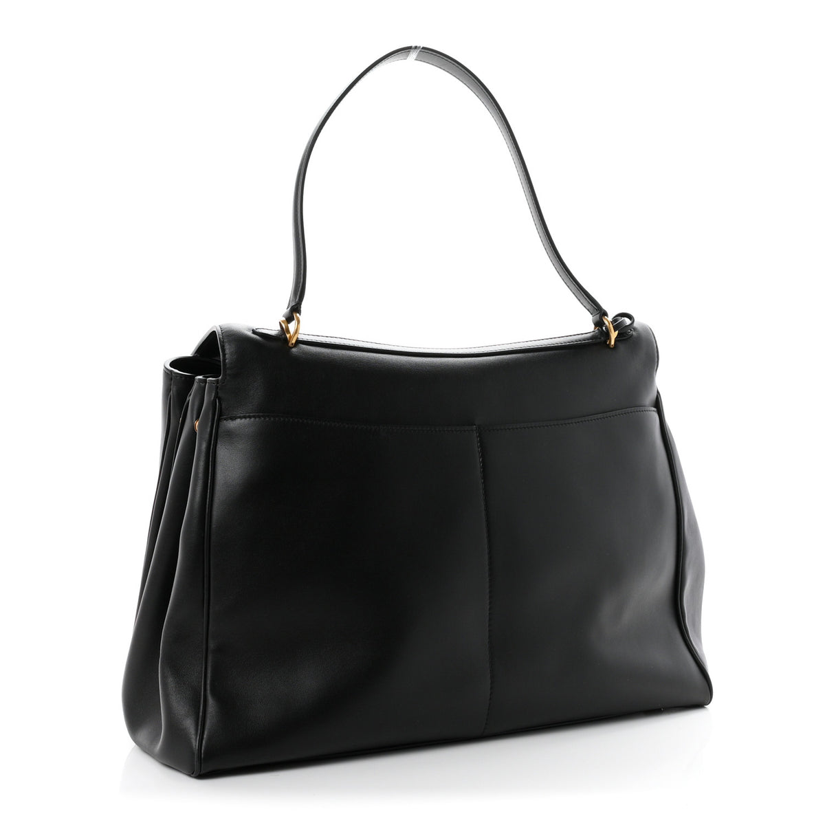 Smooth Calfskin Large Rodeo Top Handle Handbag Black