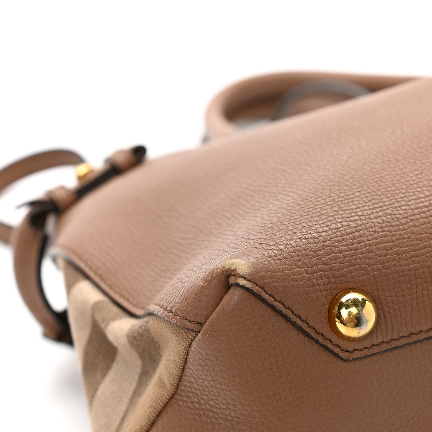 Grainy Calfskin House Check Medium Banner Tote Dark Sand