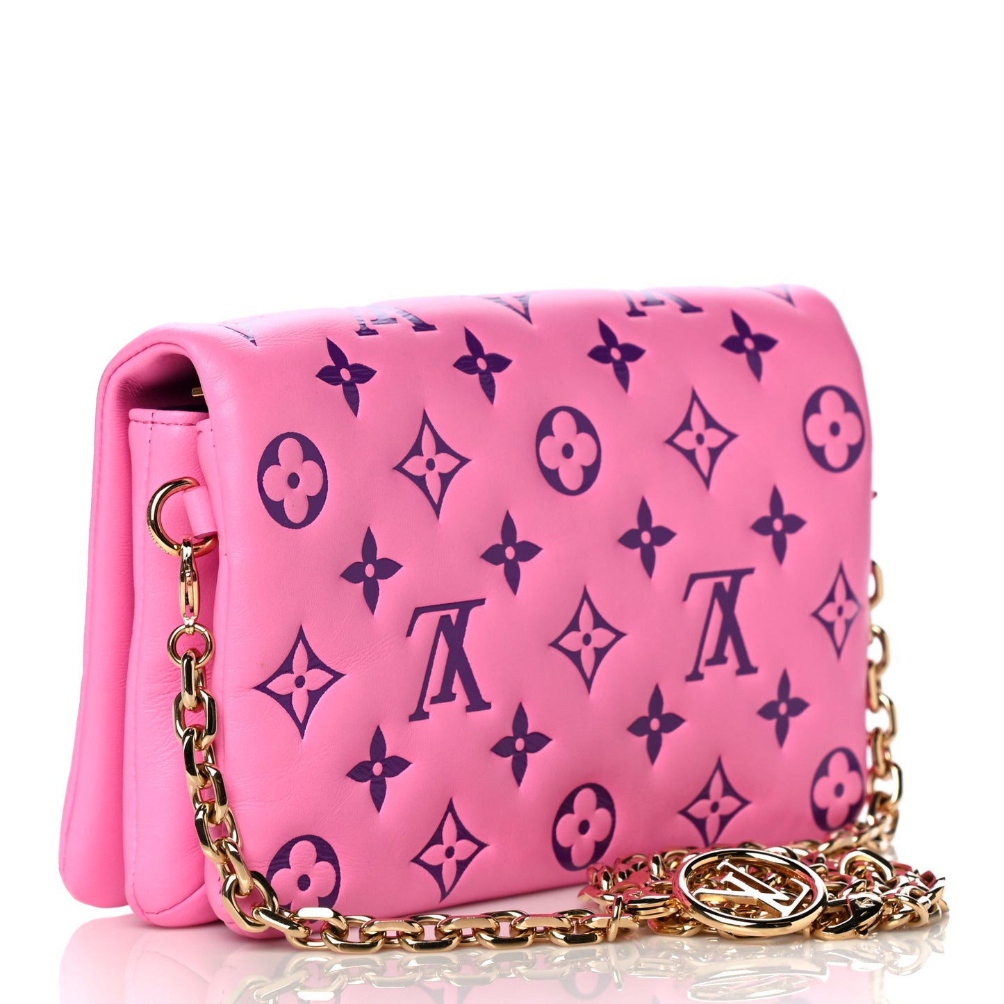 Lambskin Embossed Monogram Vuittamins Pochette Coussin Rose Violet