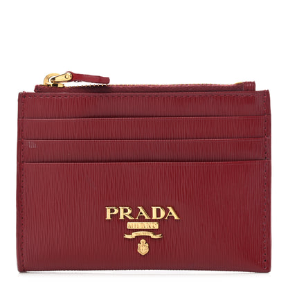 Prada Vitello Move Zip Top Card Holder Wallet Fuoco 1 of 8