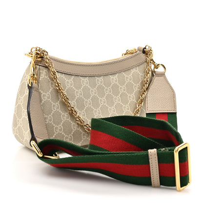 Gucci GG Supreme Monogram Textured Dollar Calfskin Web Small Ophidia GG Handbag Beige Mystic White Oatmeal 4 of 16
