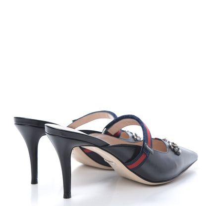 Gucci Malaga Kid Sylvie Web Cross Strap Mid-Heel Slides 39.5 Black 4 of 8