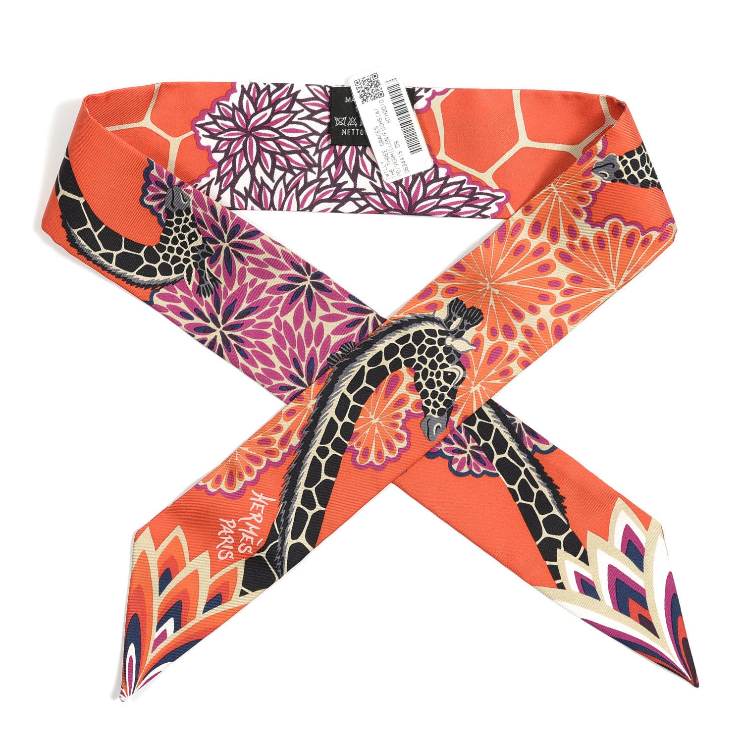 Hermes Silk The Three Graces Twilly Vermillion Fuchsia 1 of 4