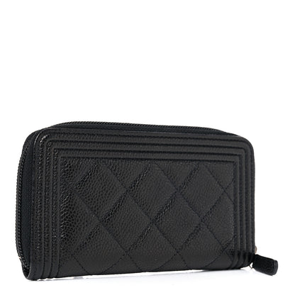 Chanel Caviar Quilted Small Boy Zip Around Wallet Black 2 of 8