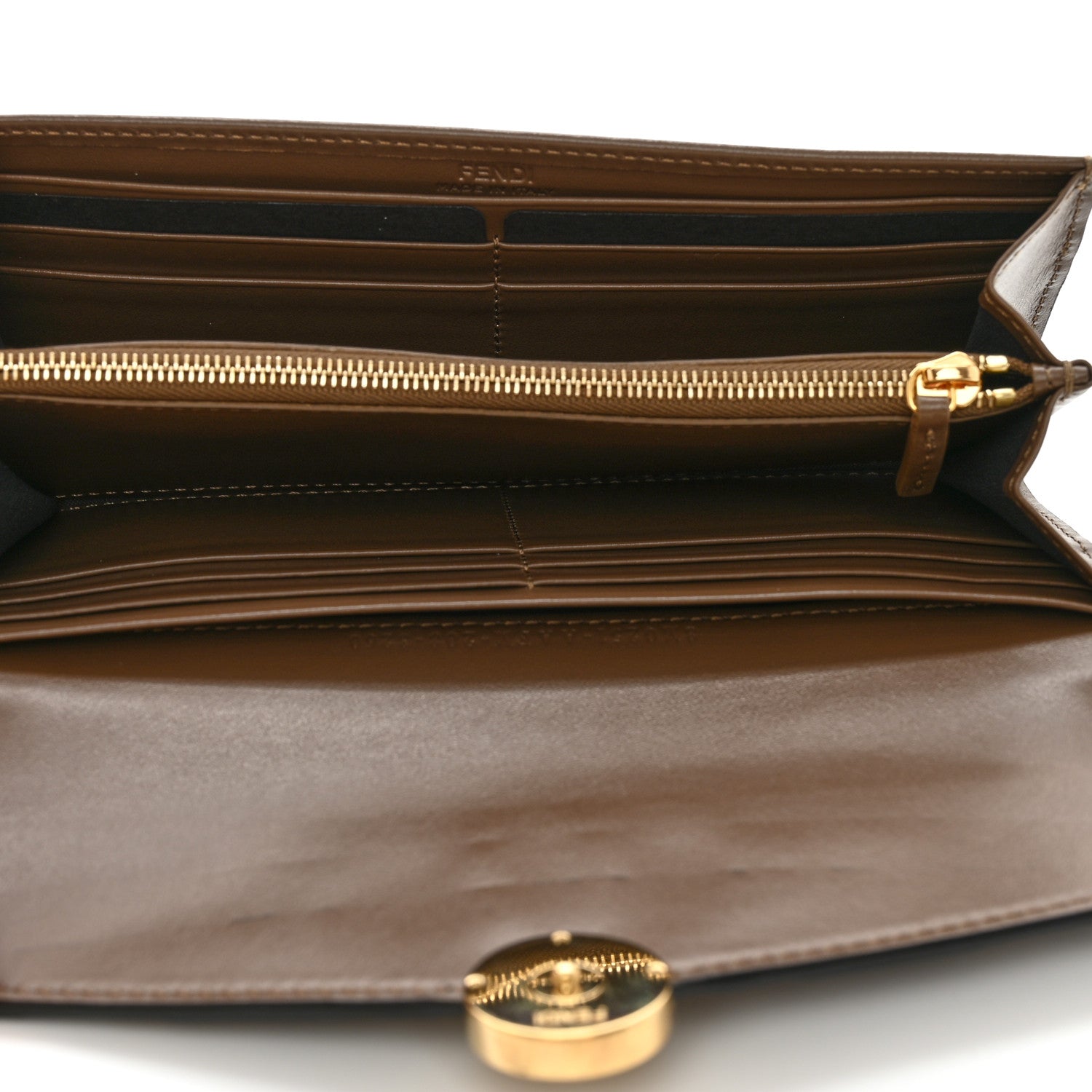 Fendi Vitello Soft F is Fendi Bi-Color FF 1974 Embossed Continental Envelope Wallet Maya Black 5 of 12