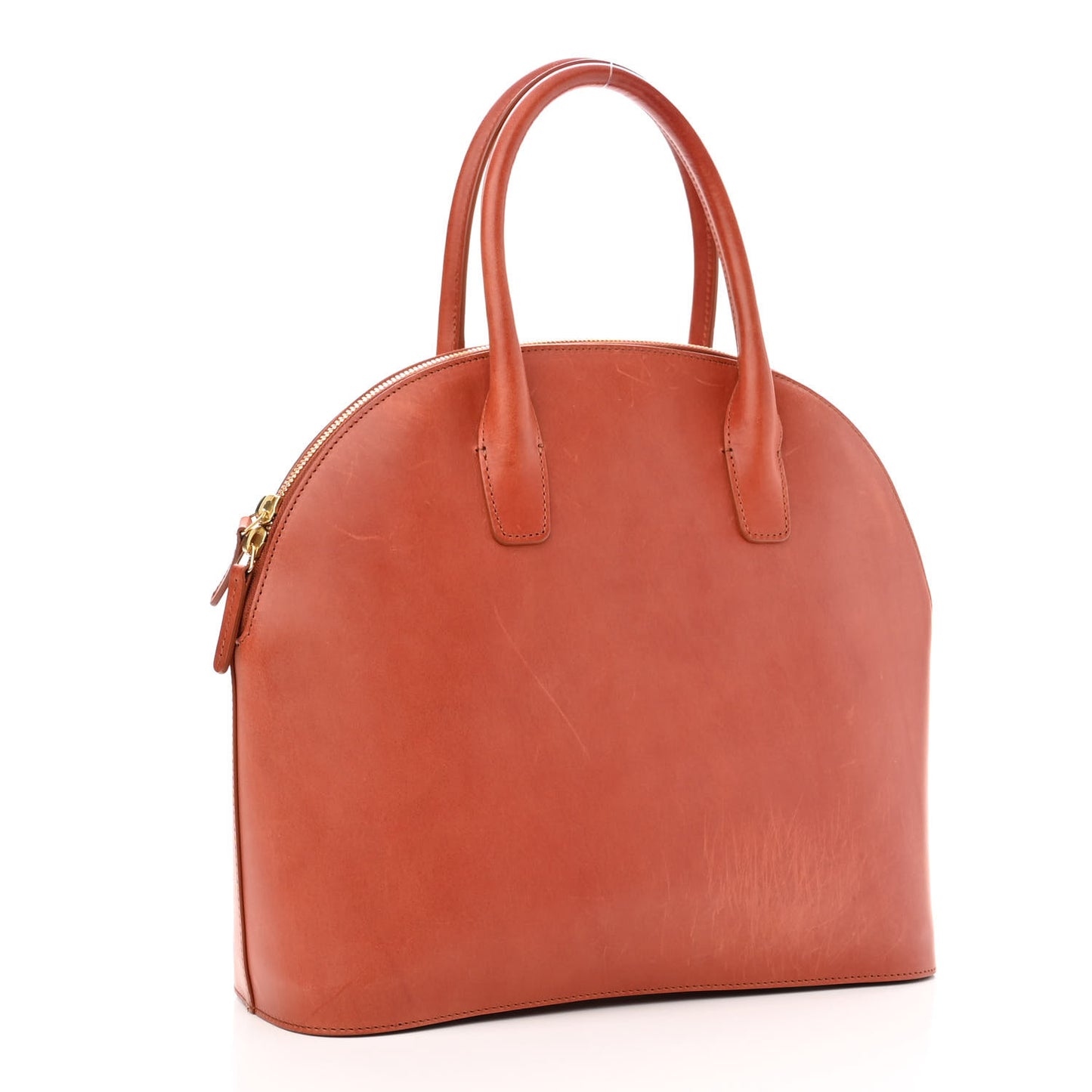 Calfskin Top Handle Rounded Bag Brandy