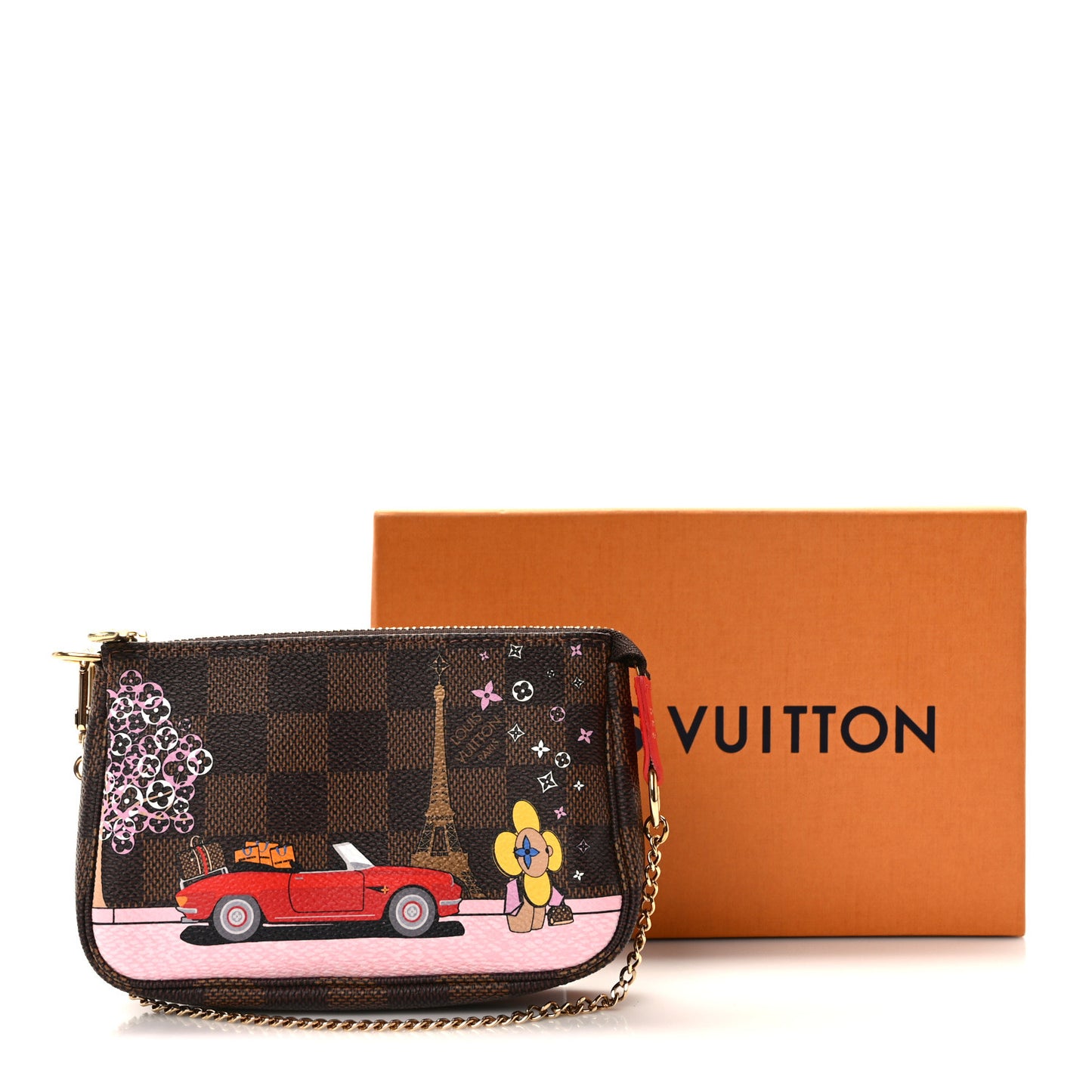 Damier Ebene 2019 Christmas Animation Mini Pochette Accessories Red