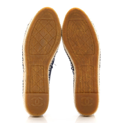 Chanel Denim Toile CC Espadrilles 40 Navy Black 5 of 10