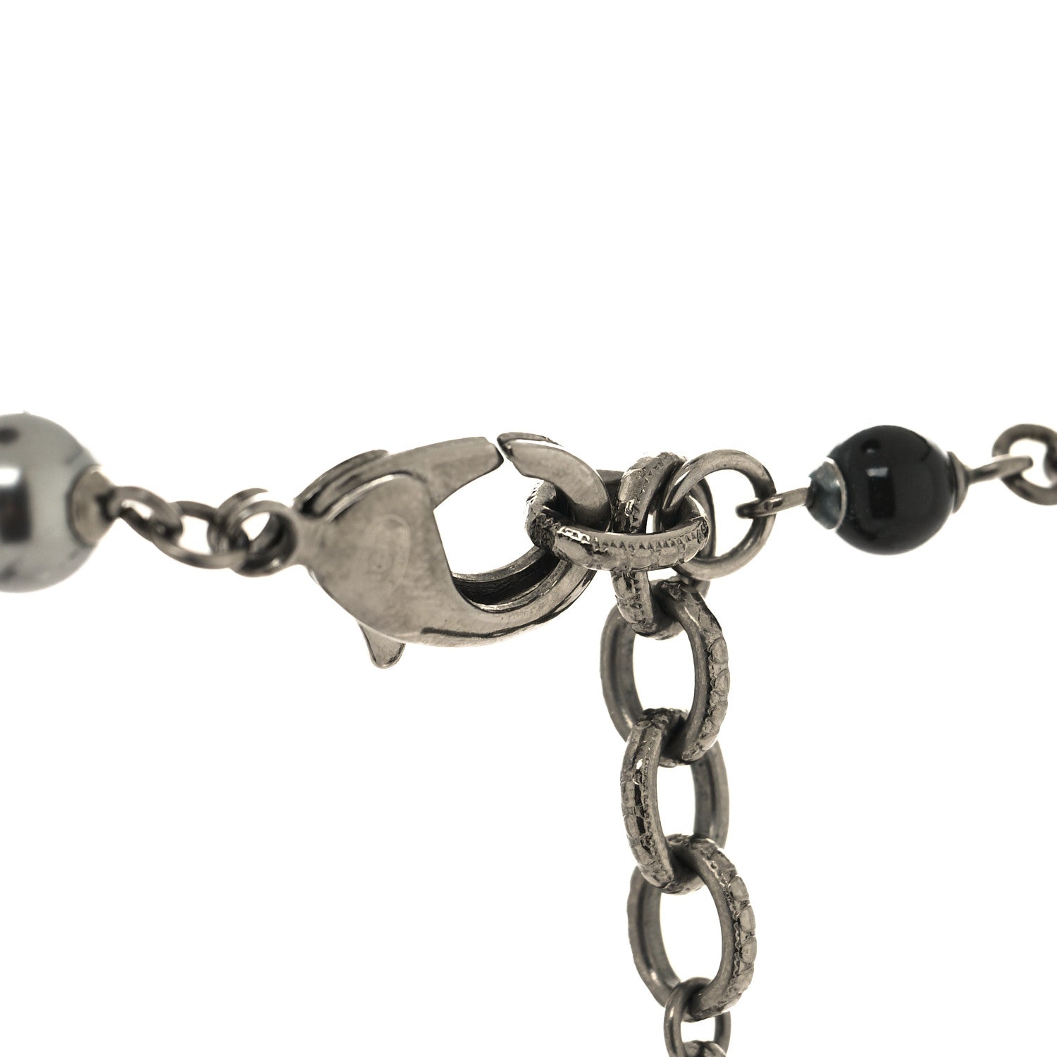Chanel Pearl Crystal Beaded CC Multi Strand Long Necklace Black Silver 4 of 5