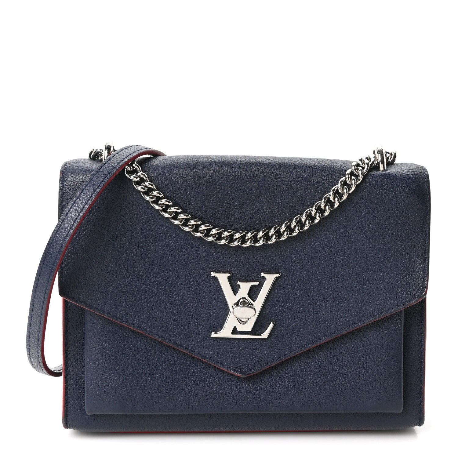 Louis Vuitton Soft Calfskin My Lockme Chain Bag BB Marine Rouge 1 of 9