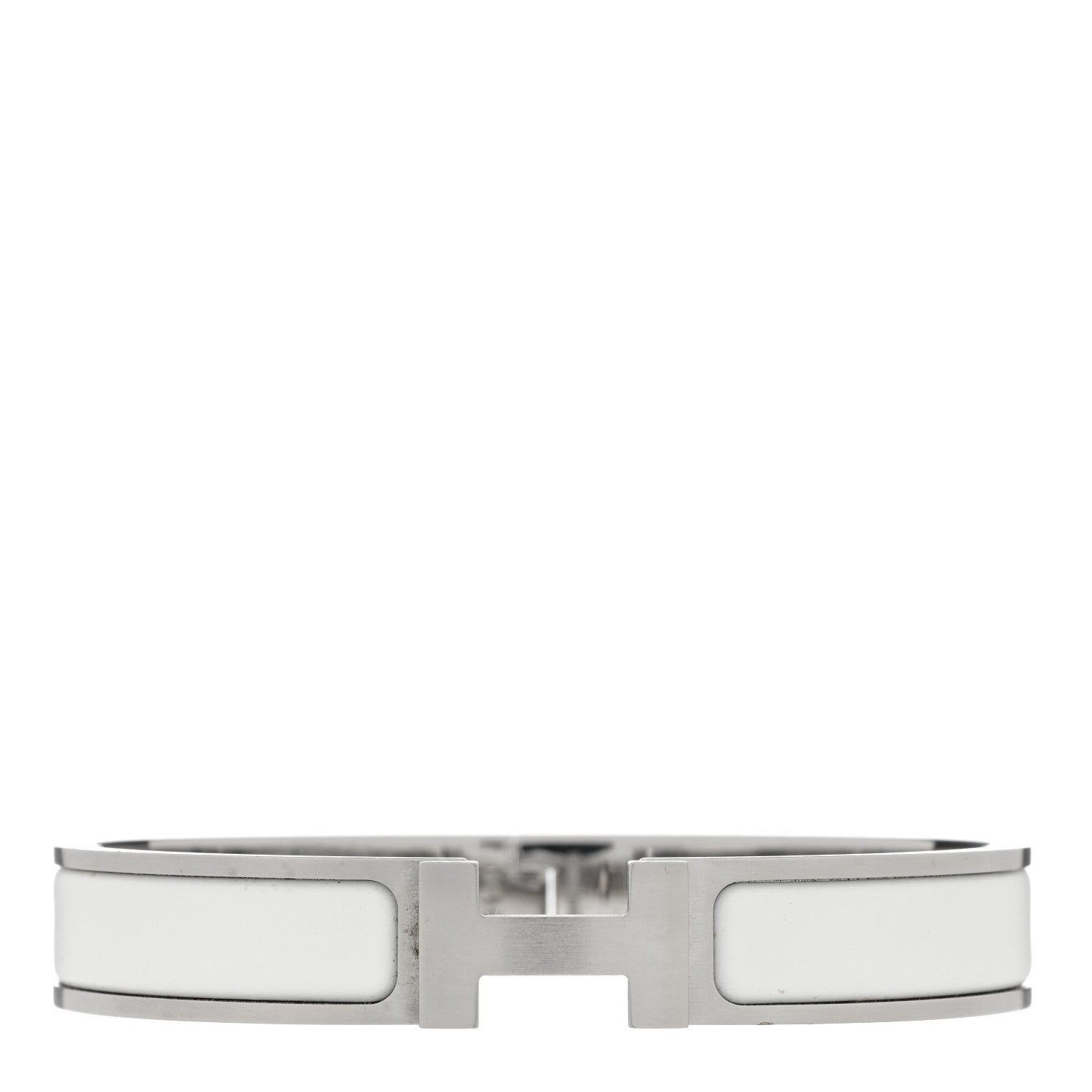 Hermes Matte Enamel Narrow Clic Clac HH Bracelet PM White 1 of 3