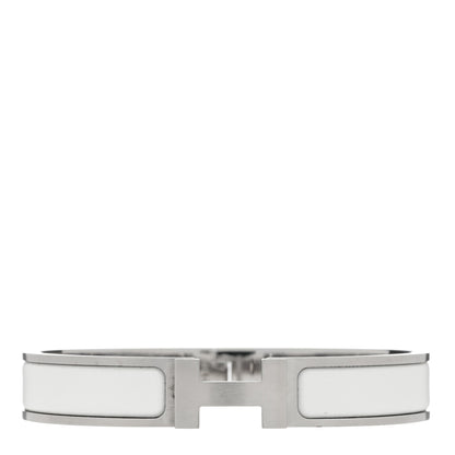 Hermes Matte Enamel Narrow Clic Clac HH Bracelet PM White 1 of 3