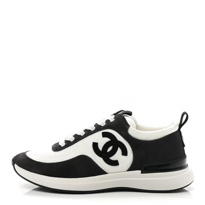 Chanel Nylon Suede Calfskin CC Sneakers 37 White Dark Grey 1 of 8