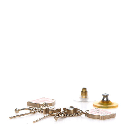 Chanel Enamel Rue Cambon CC Earrings Pink Gold 3 of 3