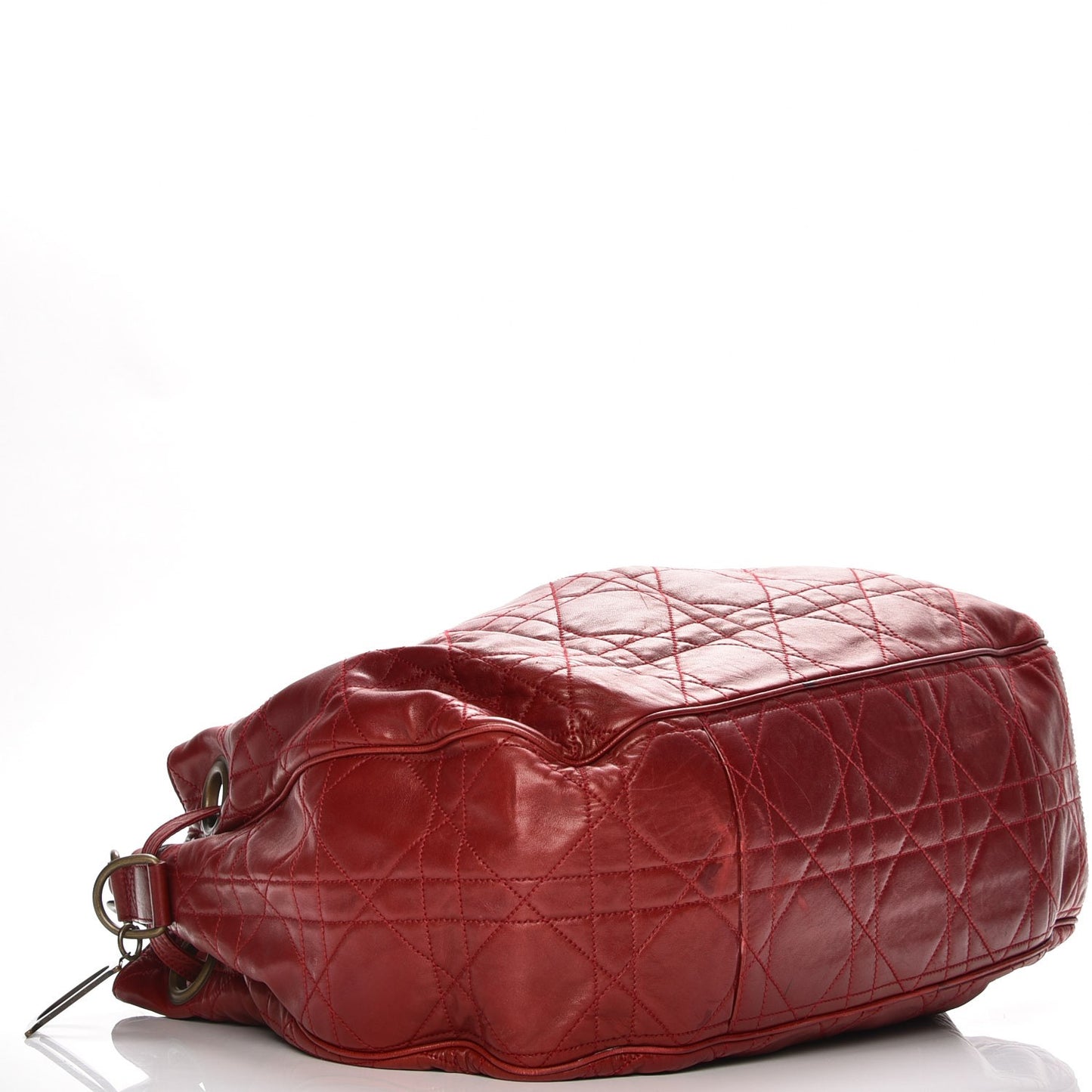 Lambskin Cannage Drawstring Bag Red