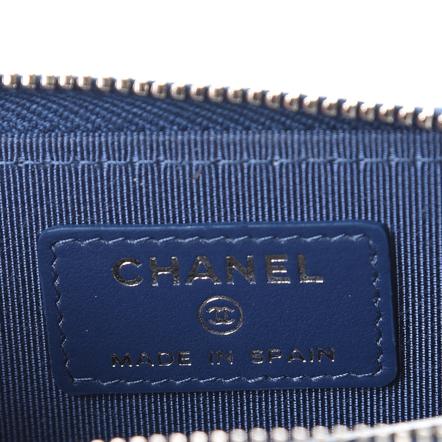 Chanel Caviar Chevron Quilted Zip Coin Purse Navy 6 of 8