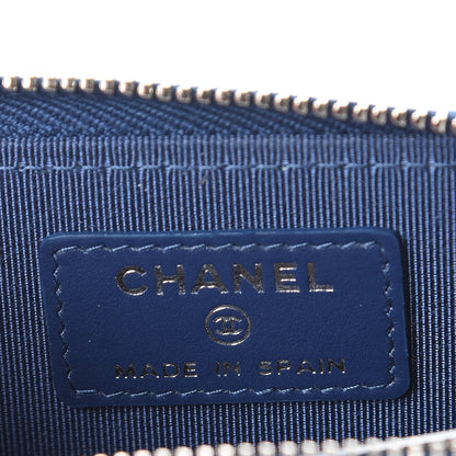 Chanel Caviar Chevron Quilted Zip Coin Purse Navy 6 of 8