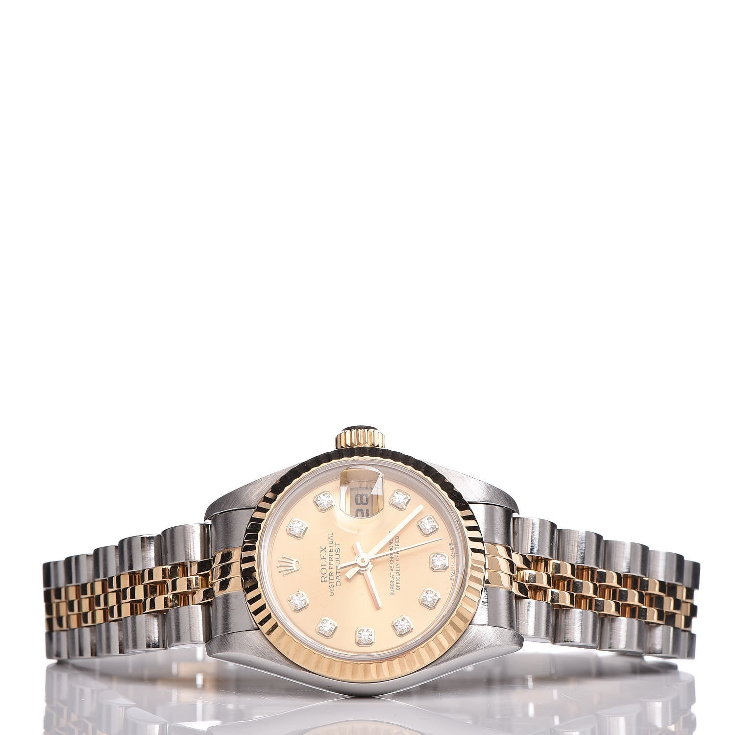 Rolex Stainless Steel 18K Yellow Gold Diamond 26mm Oyster Perpetual Datejust Watch Champagne 79173 6 of 15