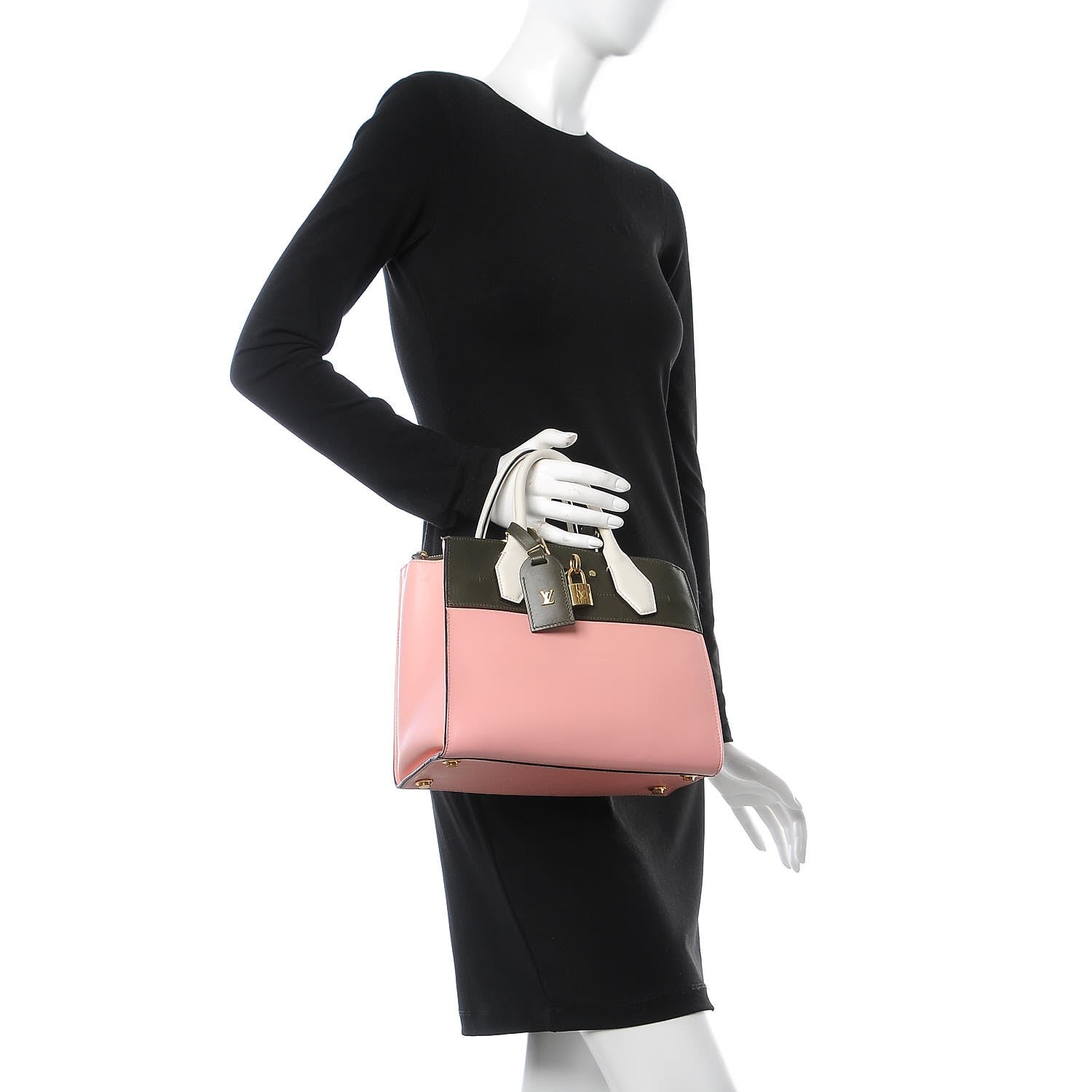 Louis Vuitton Calfskin City Steamer PM Kaki Magnolia White 2 of 14