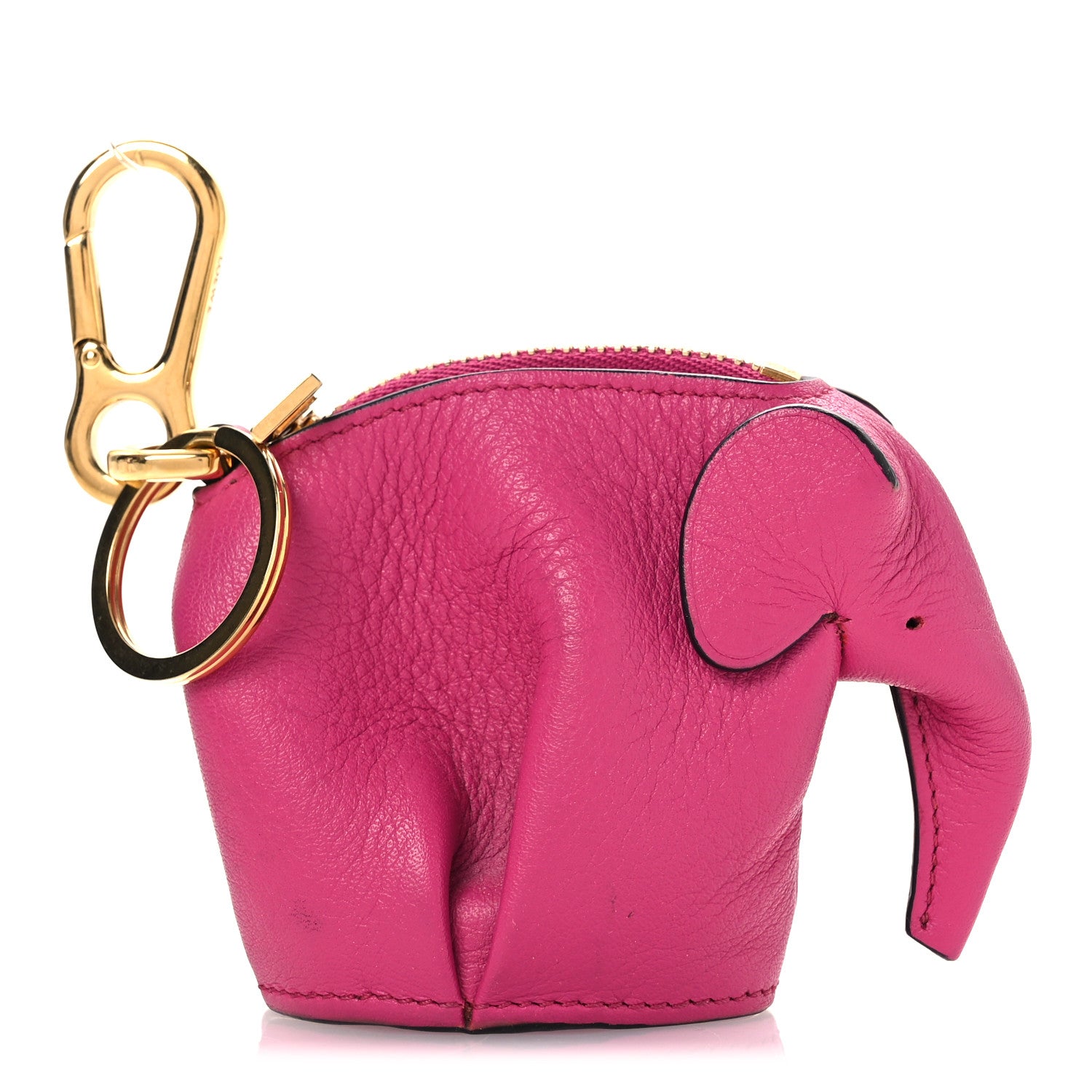 Loewe Calfskin Elephant Coin Purse Bag Charm  Fuchsia 1 of 9