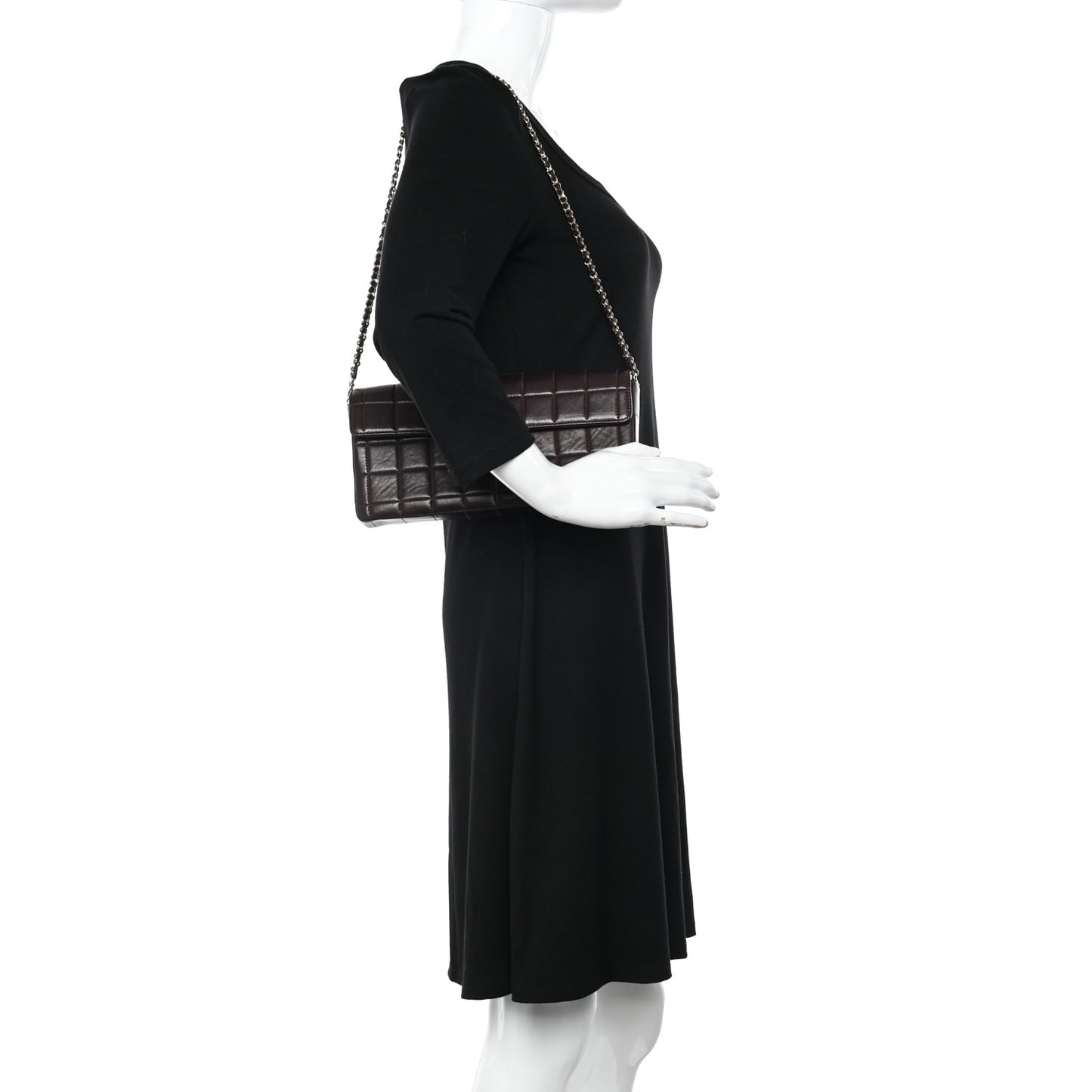 Lambskin East West Chocolate Bar Flap Brown