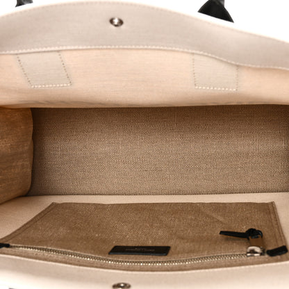 Saint Laurent Linen Calfskin Small Rive Gauche Tote Greggio Natural 5 of 9