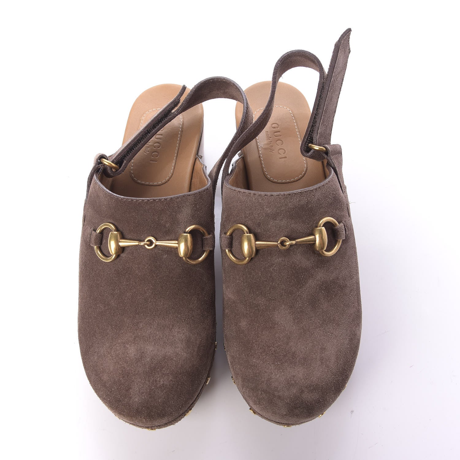 Gucci Suede Horsebit Amstel Slingback Clogs 36 Taupe 6 of 11