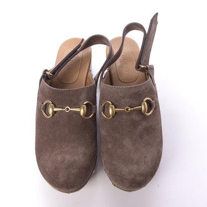 Gucci Suede Horsebit Amstel Slingback Clogs 36 Taupe 6 of 11