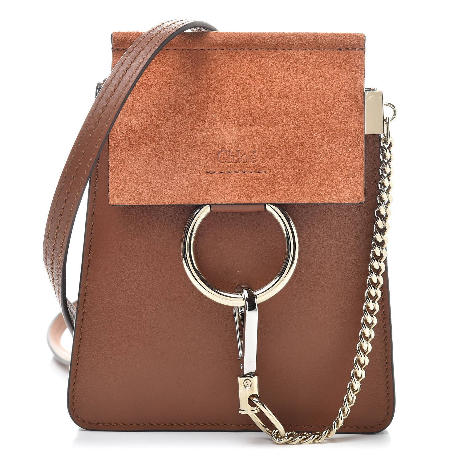 Chloe Suede Calfskin Mini Faye Bracelet Bag Tobacco 1 of 10